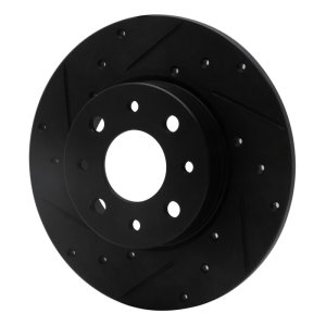 Fiat 500E Brake Rotor (1) - Rear Left - R1 Concepts - Drilled & Slotted - Black - `13-`19